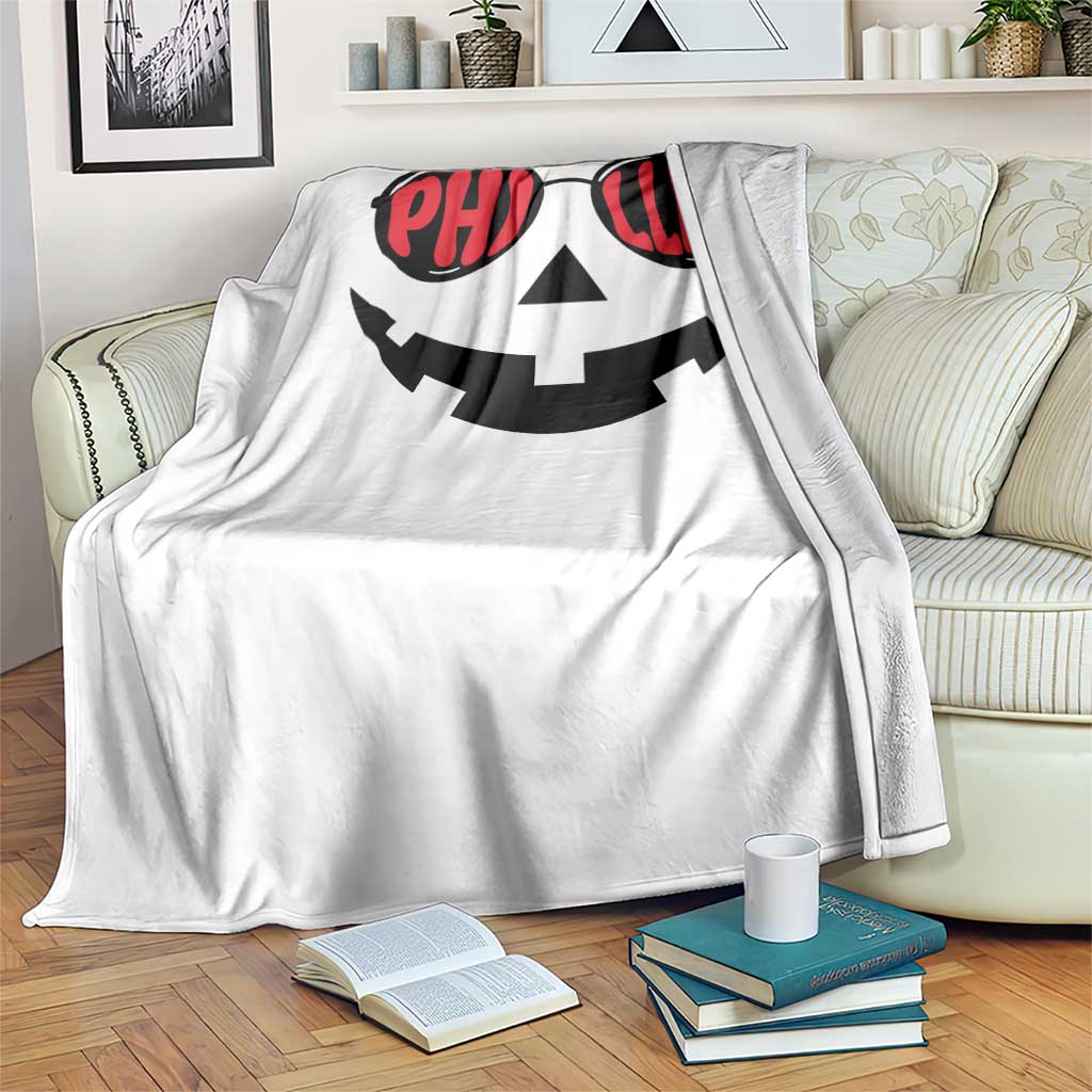 Halloween Phillies Throw Blanket Philadelphia Baseball Red October Jackolantern Pumpkin Face - Wonder Print Shop