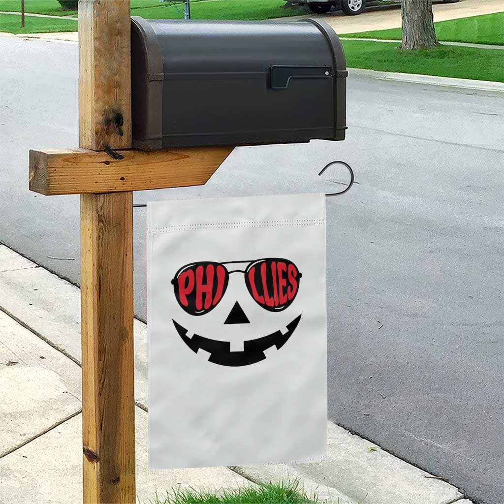 Halloween Phillies Garden Flag Philadelphia Baseball Red October Jackolantern Pumpkin Face - Wonder Print Shop
