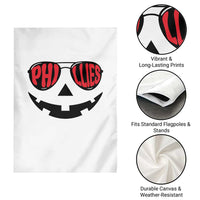 Halloween Phillies Garden Flag Philadelphia Baseball Red October Jackolantern Pumpkin Face - Wonder Print Shop