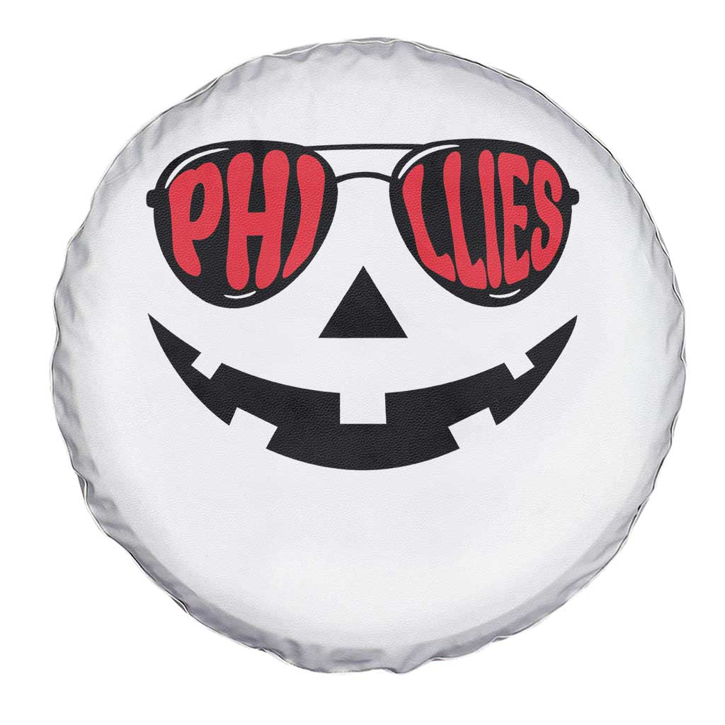 Halloween Phillies Spare Tire Cover Philadelphia Baseball Red October Jackolantern Pumpkin Face - Wonder Print Shop
