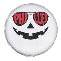 Halloween Phillies Spare Tire Cover Philadelphia Baseball Red October Jackolantern Pumpkin Face - Wonder Print Shop