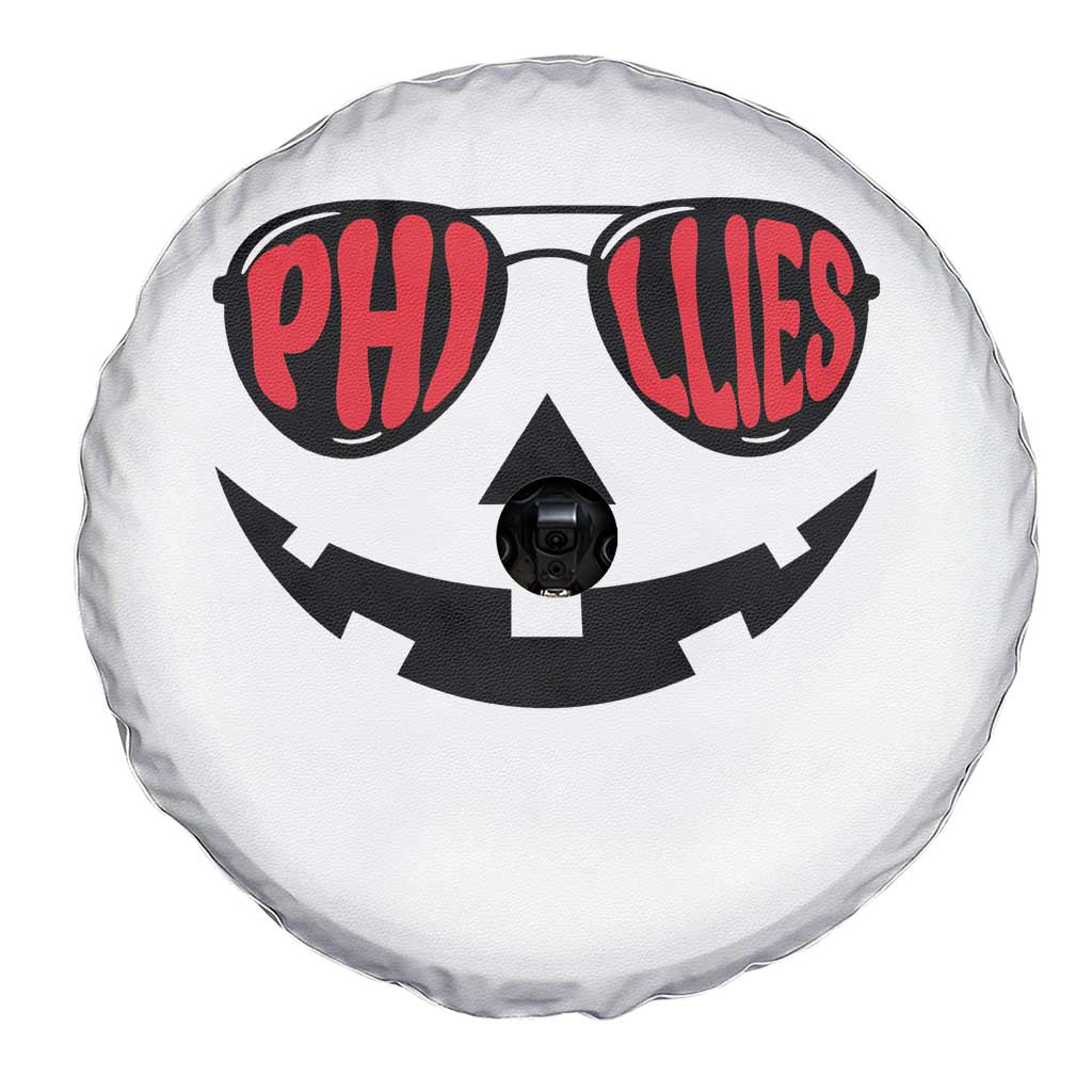 Halloween Phillies Spare Tire Cover Philadelphia Baseball Red October Jackolantern Pumpkin Face - Wonder Print Shop