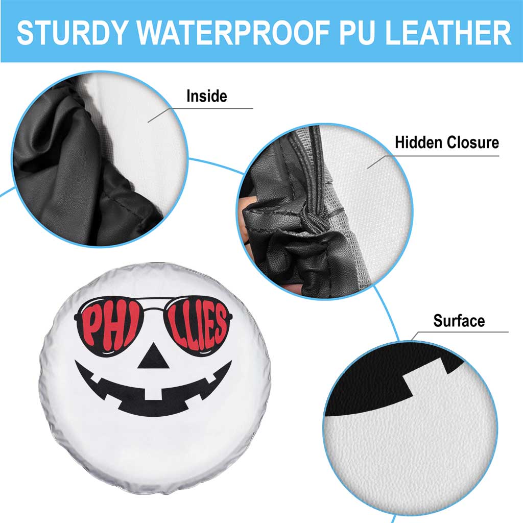 Halloween Phillies Spare Tire Cover Philadelphia Baseball Red October Jackolantern Pumpkin Face - Wonder Print Shop