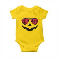Halloween Phillies Baby Onesie Philadelphia Baseball Red October Jackolantern Pumpkin Face - Wonder Print Shop