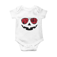 Halloween Phillies Baby Onesie Philadelphia Baseball Red October Jackolantern Pumpkin Face - Wonder Print Shop