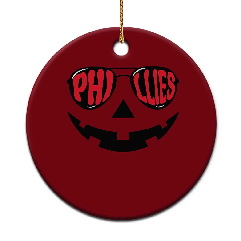 Halloween Phillies Ceramic Ornament Philadelphia Baseball Red October Jackolantern Pumpkin Face - Wonder Print Shop