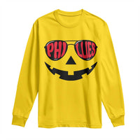 Halloween Phillies Long Sleeve Shirt Philadelphia Baseball Red October Jackolantern Pumpkin Face - Wonder Print Shop