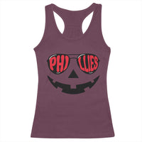Halloween Phillies Racerback Tank Top Philadelphia Baseball Red October Jackolantern Pumpkin Face - Wonder Print Shop