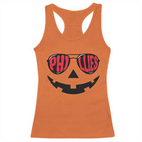 Halloween Phillies Racerback Tank Top Philadelphia Baseball Red October Jackolantern Pumpkin Face - Wonder Print Shop
