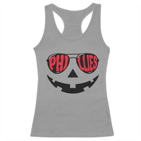 Halloween Phillies Racerback Tank Top Philadelphia Baseball Red October Jackolantern Pumpkin Face - Wonder Print Shop