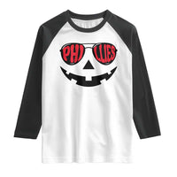 Halloween Phillies Raglan Shirt Philadelphia Baseball Red October Jackolantern Pumpkin Face - Wonder Print Shop