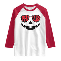 Halloween Phillies Raglan Shirt Philadelphia Baseball Red October Jackolantern Pumpkin Face - Wonder Print Shop