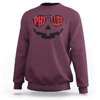 Halloween Phillies Sweatshirt Philadelphia Baseball Red October Jackolantern Pumpkin Face - Wonder Print Shop