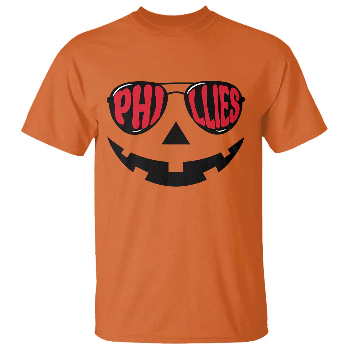 Halloween Phillies T Shirt Philadelphia Baseball Red October Jackolantern Pumpkin Face - Wonder Print Shop