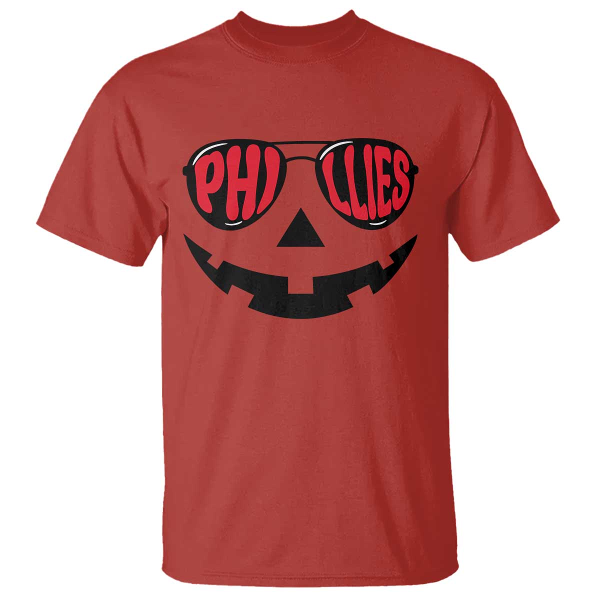 Halloween Phillies T Shirt Philadelphia Baseball Red October Jackolantern Pumpkin Face - Wonder Print Shop