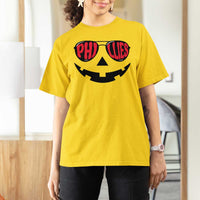 Halloween Phillies T Shirt For Women Philadelphia Baseball Red October Jackolantern Pumpkin Face - Wonder Print Shop