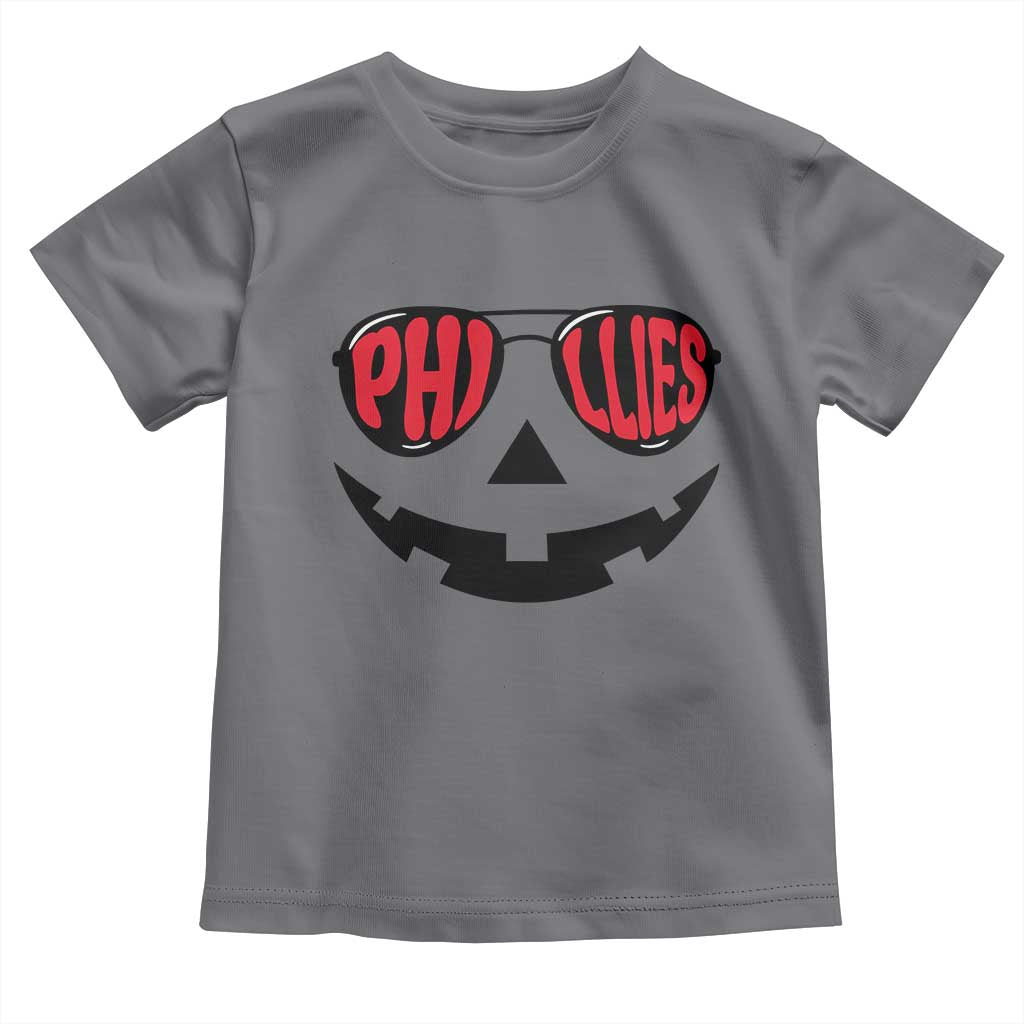 Halloween Phillies Toddler T Shirt Philadelphia Baseball Red October Jackolantern Pumpkin Face - Wonder Print Shop