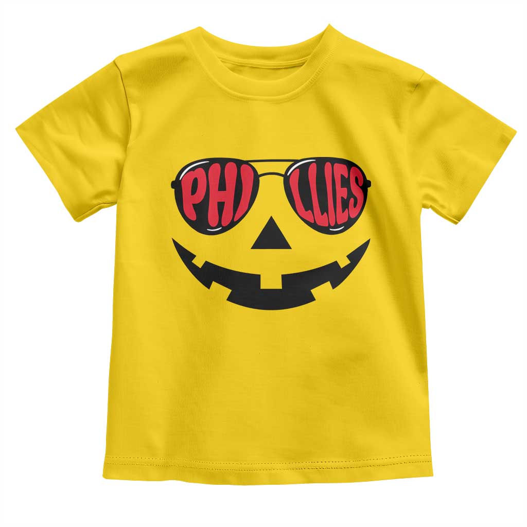 Halloween Phillies Toddler T Shirt Philadelphia Baseball Red October Jackolantern Pumpkin Face - Wonder Print Shop