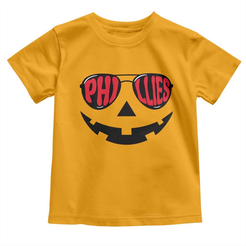 Halloween Phillies Toddler T Shirt Philadelphia Baseball Red October Jackolantern Pumpkin Face - Wonder Print Shop