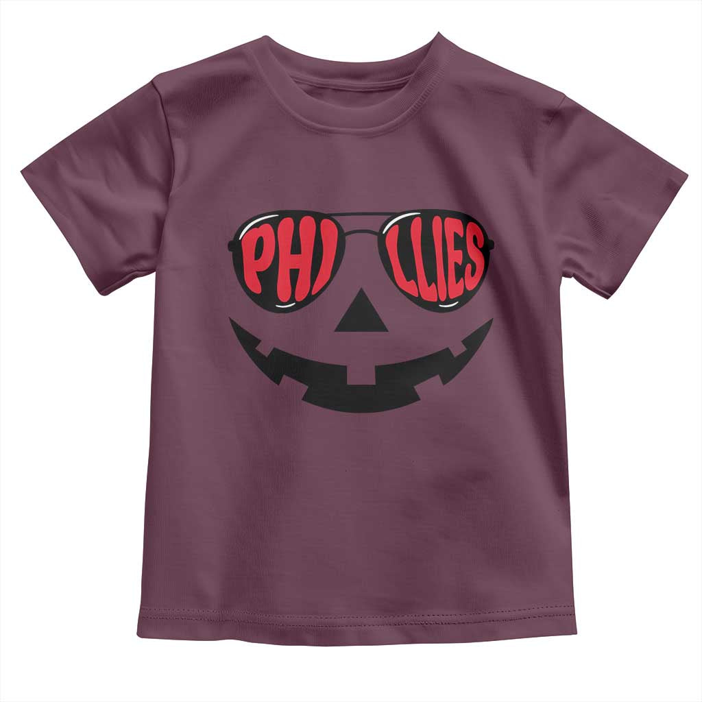 Halloween Phillies Toddler T Shirt Philadelphia Baseball Red October Jackolantern Pumpkin Face - Wonder Print Shop