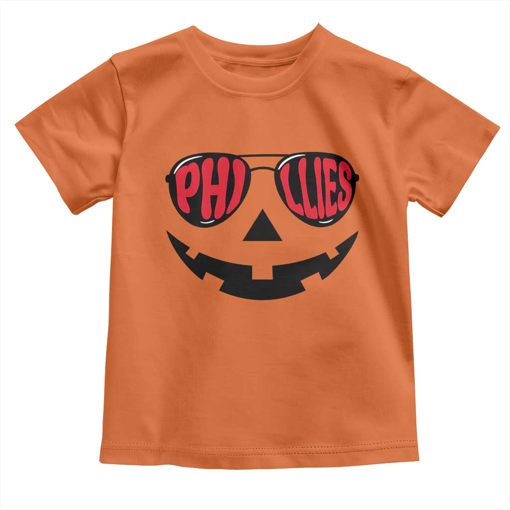 Halloween Phillies Toddler T Shirt Philadelphia Baseball Red October Jackolantern Pumpkin Face - Wonder Print Shop