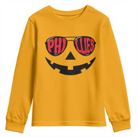 Halloween Phillies Youth Sweatshirt Philadelphia Baseball Red October Jackolantern Pumpkin Face - Wonder Print Shop