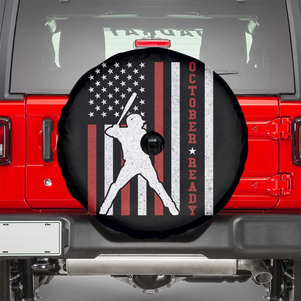 October Ready Spare Tire Cover Cool Distressed Philadelphia Baseball Fan US Flag - Wonder Print Shop