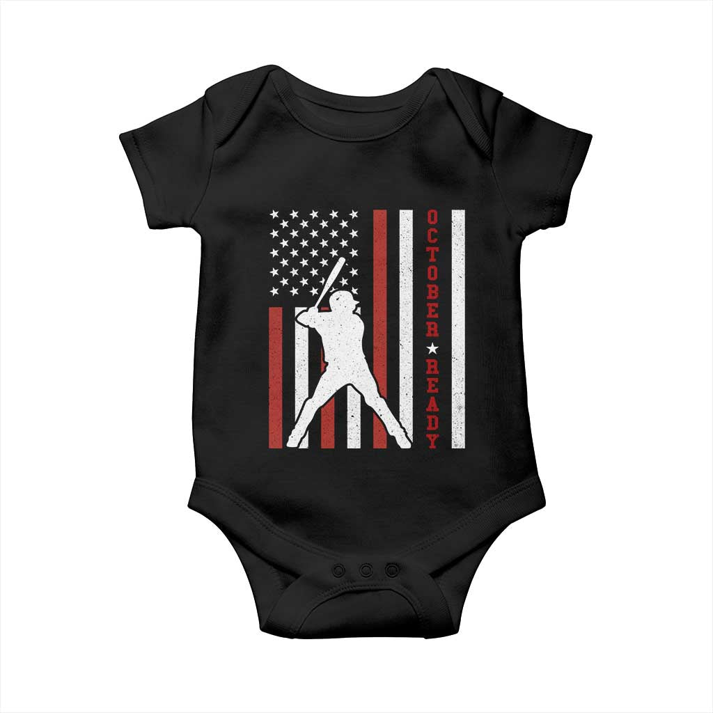 October Ready Baby Onesie Cool Distressed Philadelphia Baseball Fan US Flag - Wonder Print Shop