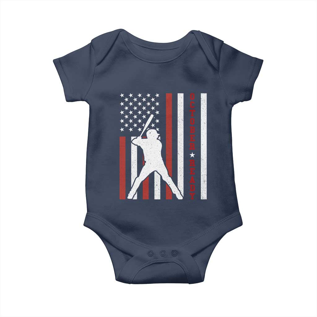 October Ready Baby Onesie Cool Distressed Philadelphia Baseball Fan US Flag - Wonder Print Shop