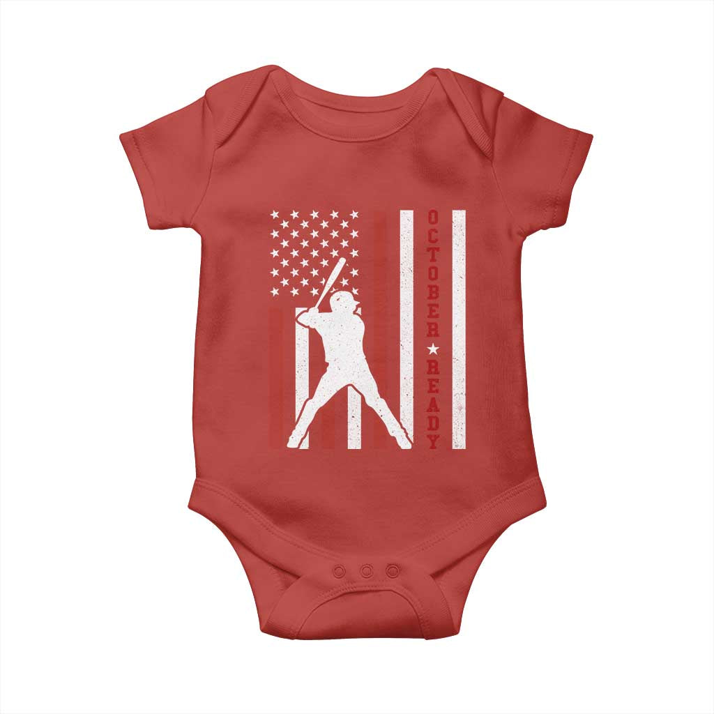 October Ready Baby Onesie Cool Distressed Philadelphia Baseball Fan US Flag - Wonder Print Shop