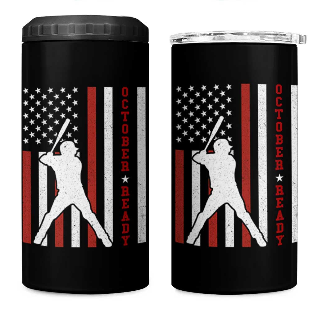 October Ready 4 in 1 Can Cooler Tumbler Cool Distressed Philadelphia Baseball Fan US Flag - Wonder Print Shop