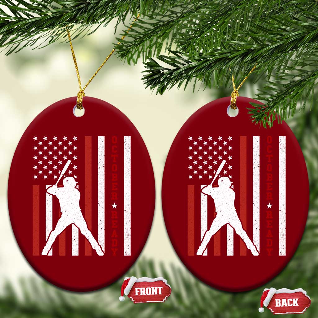 October Ready Ceramic Ornament Cool Distressed Philadelphia Baseball Fan US Flag - Wonder Print Shop