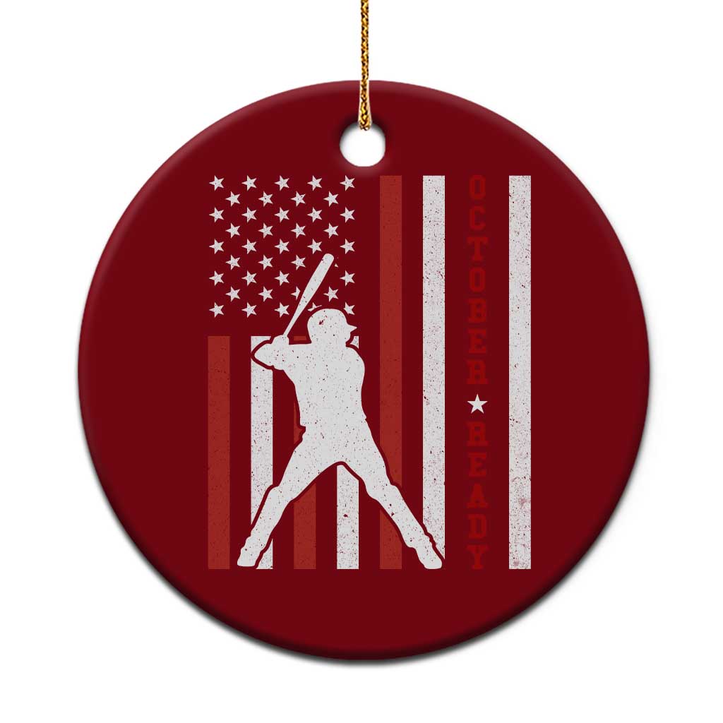 October Ready Ceramic Ornament Cool Distressed Philadelphia Baseball Fan US Flag - Wonder Print Shop