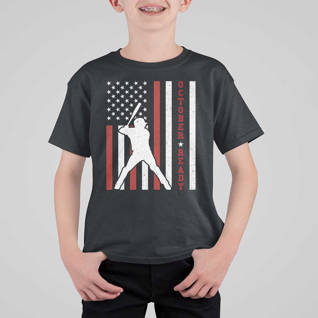 October Ready T Shirt For Kid Cool Distressed Philadelphia Baseball Fan US Flag - Wonder Print Shop