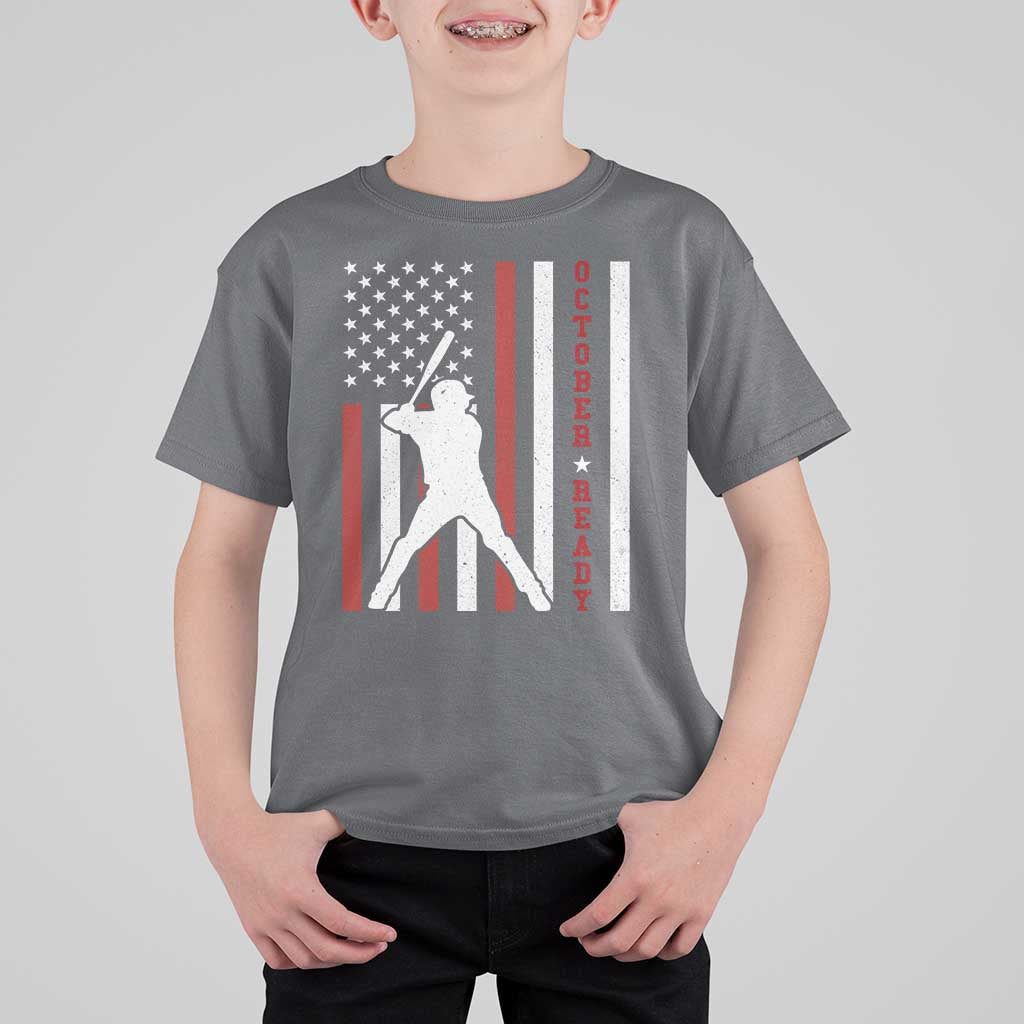 October Ready T Shirt For Kid Cool Distressed Philadelphia Baseball Fan US Flag - Wonder Print Shop