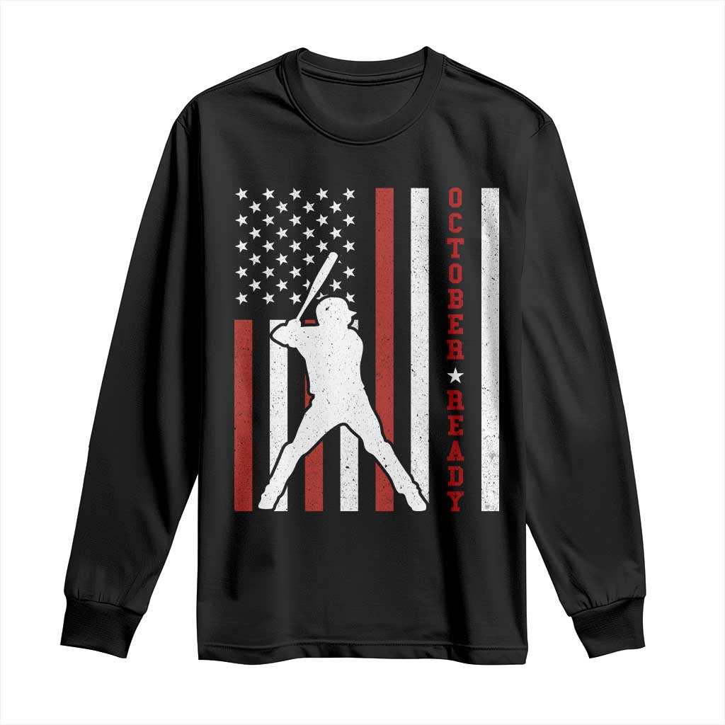 October Ready Long Sleeve Shirt Cool Distressed Philadelphia Baseball Fan US Flag - Wonder Print Shop