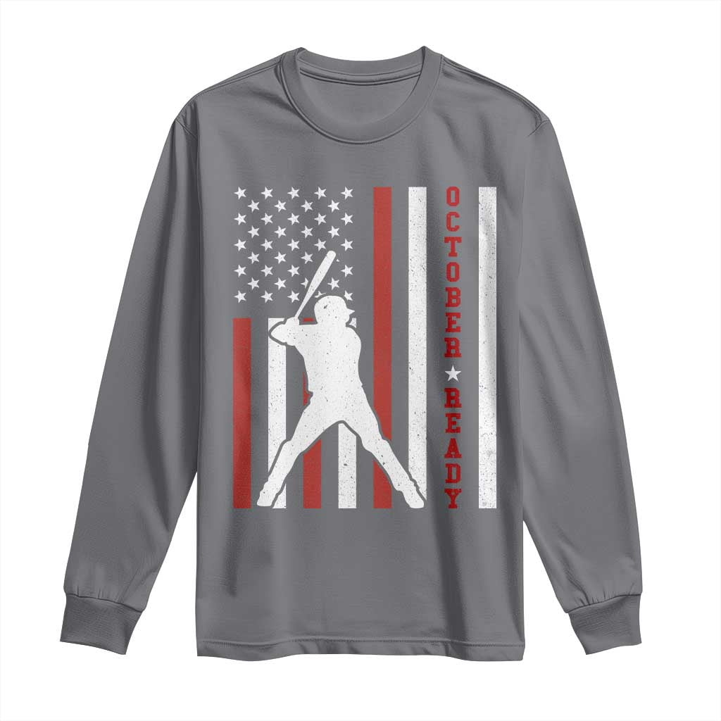October Ready Long Sleeve Shirt Cool Distressed Philadelphia Baseball Fan US Flag - Wonder Print Shop