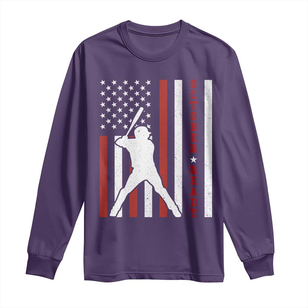 October Ready Long Sleeve Shirt Cool Distressed Philadelphia Baseball Fan US Flag - Wonder Print Shop