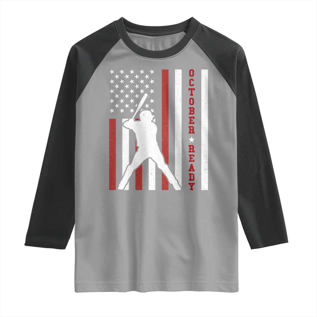 October Ready Raglan Shirt Cool Distressed Philadelphia Baseball Fan US Flag - Wonder Print Shop