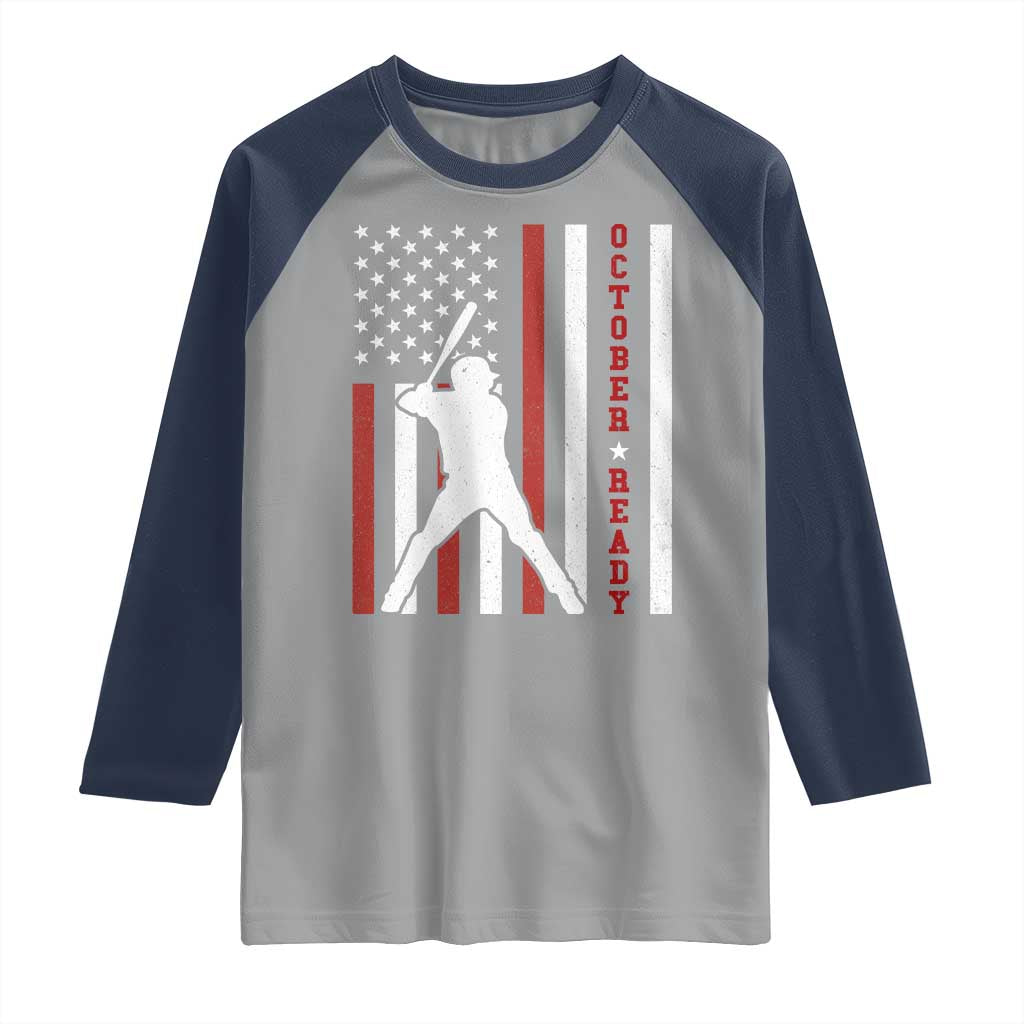October Ready Raglan Shirt Cool Distressed Philadelphia Baseball Fan US Flag - Wonder Print Shop