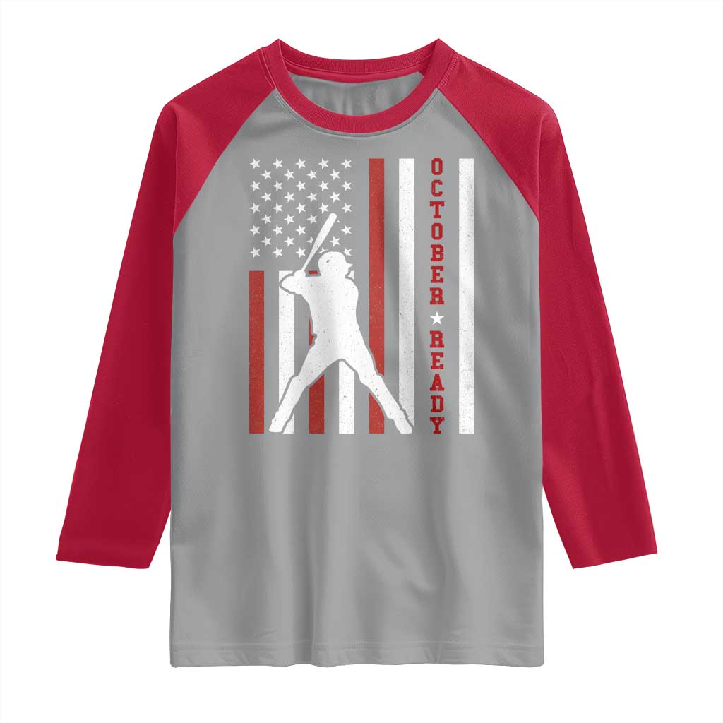 October Ready Raglan Shirt Cool Distressed Philadelphia Baseball Fan US Flag - Wonder Print Shop