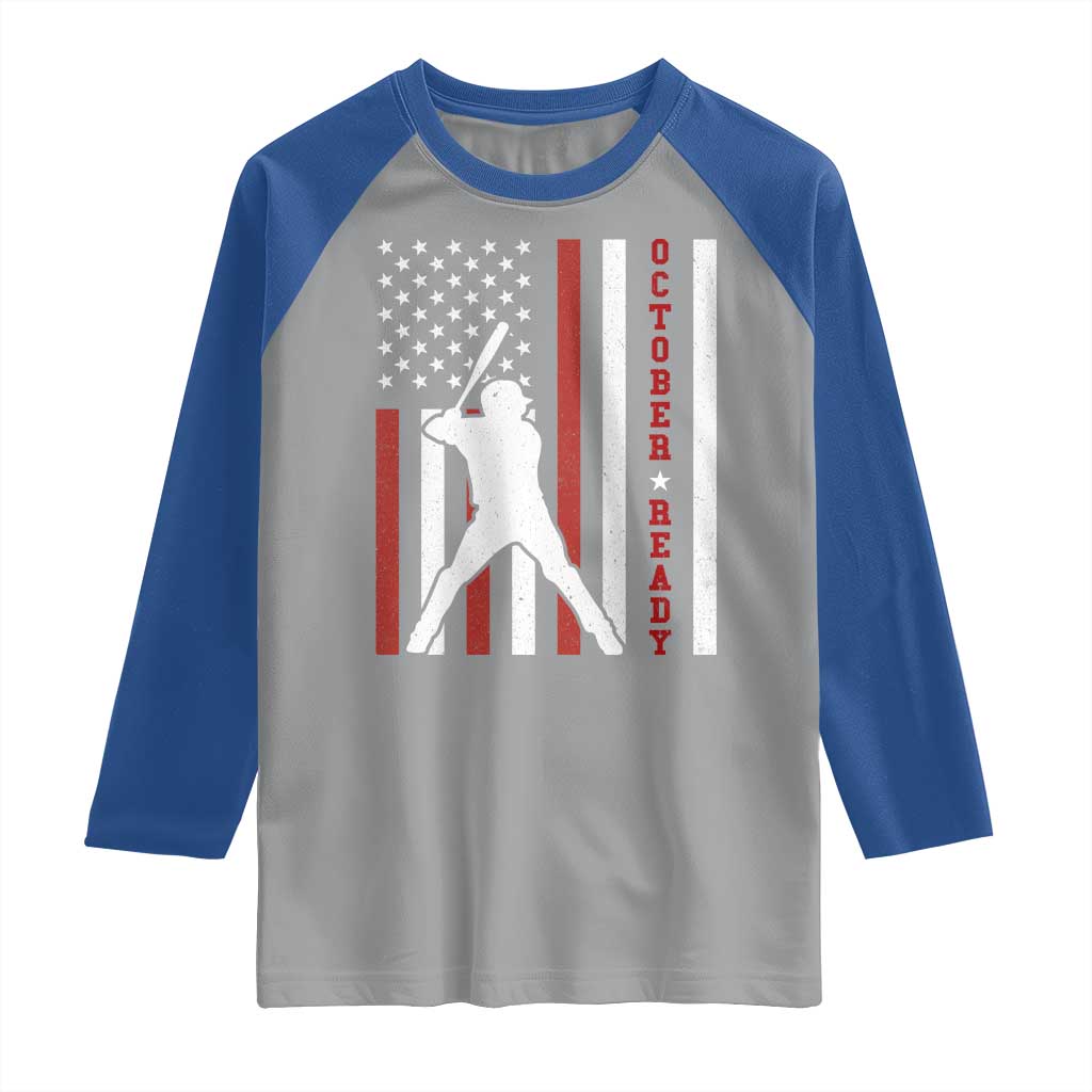 October Ready Raglan Shirt Cool Distressed Philadelphia Baseball Fan US Flag - Wonder Print Shop