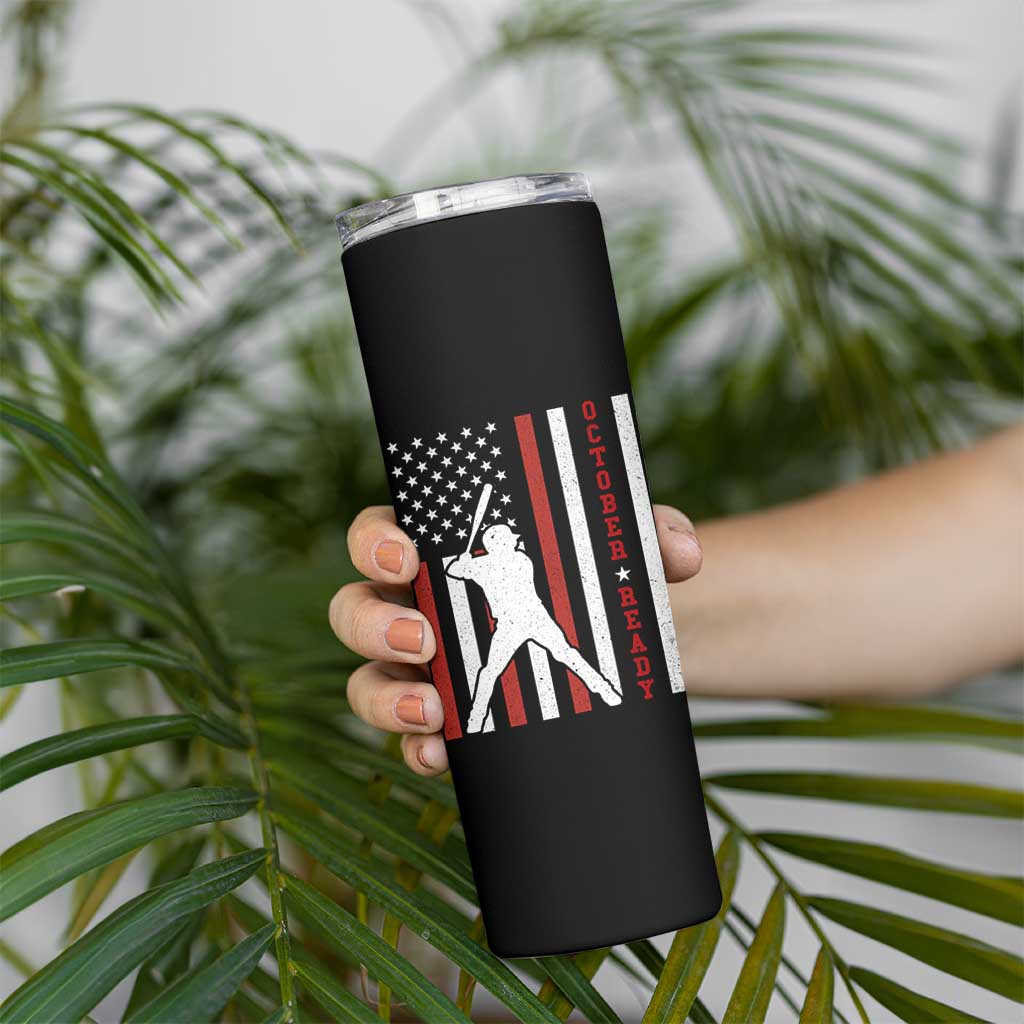 October Ready Skinny Tumbler Cool Distressed Philadelphia Baseball Fan US Flag - Wonder Print Shop