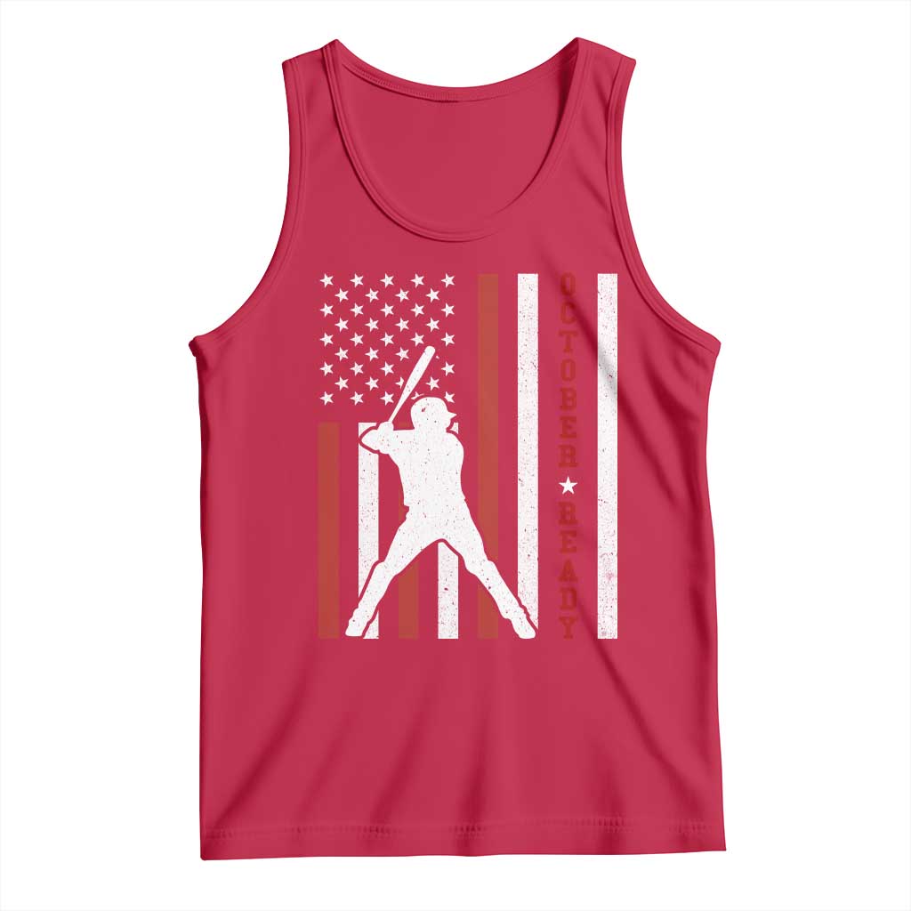 October Ready Tank Top Cool Distressed Philadelphia Baseball Fan US Flag - Wonder Print Shop