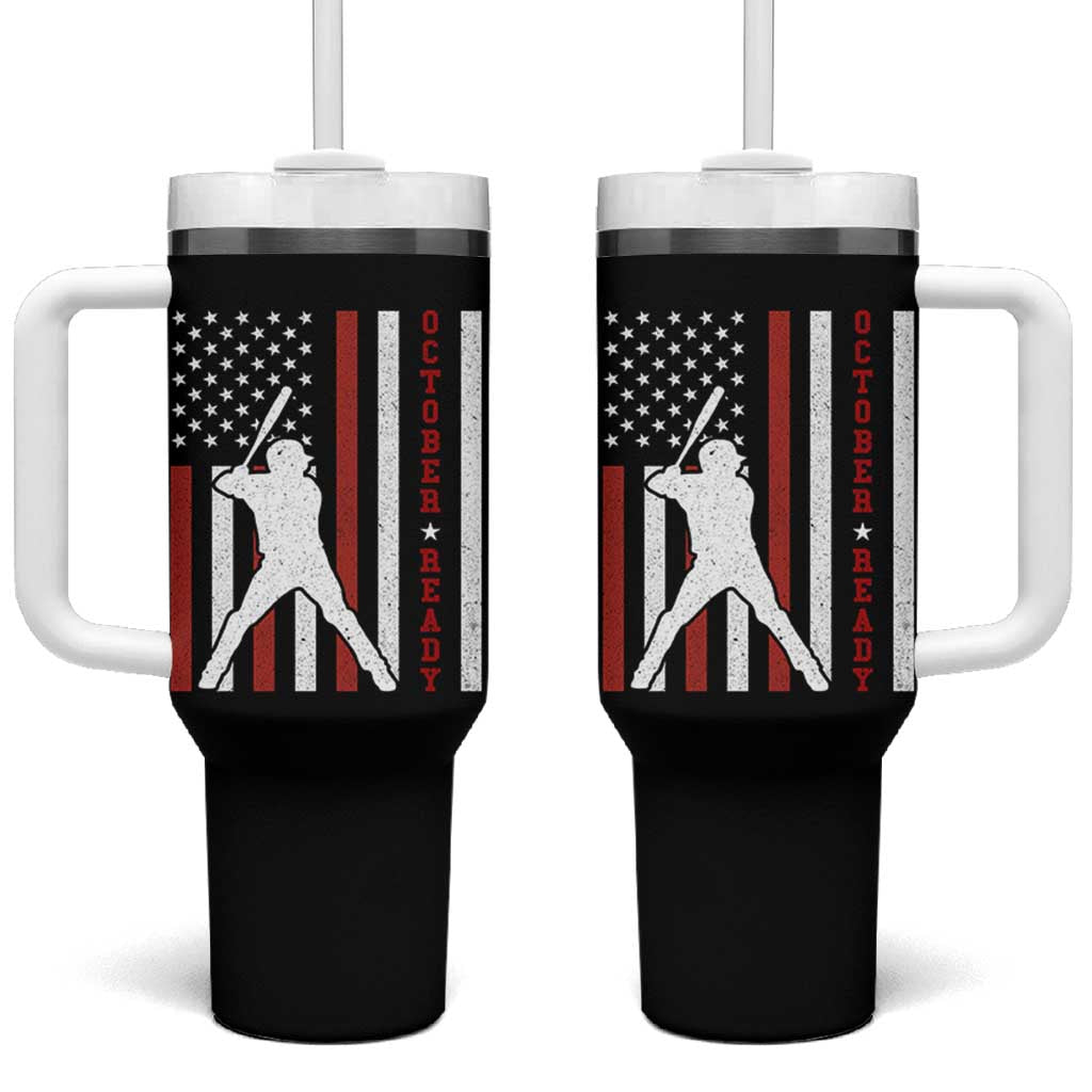 October Ready Tumbler With Handle Cool Distressed Philadelphia Baseball Fan US Flag - Wonder Print Shop