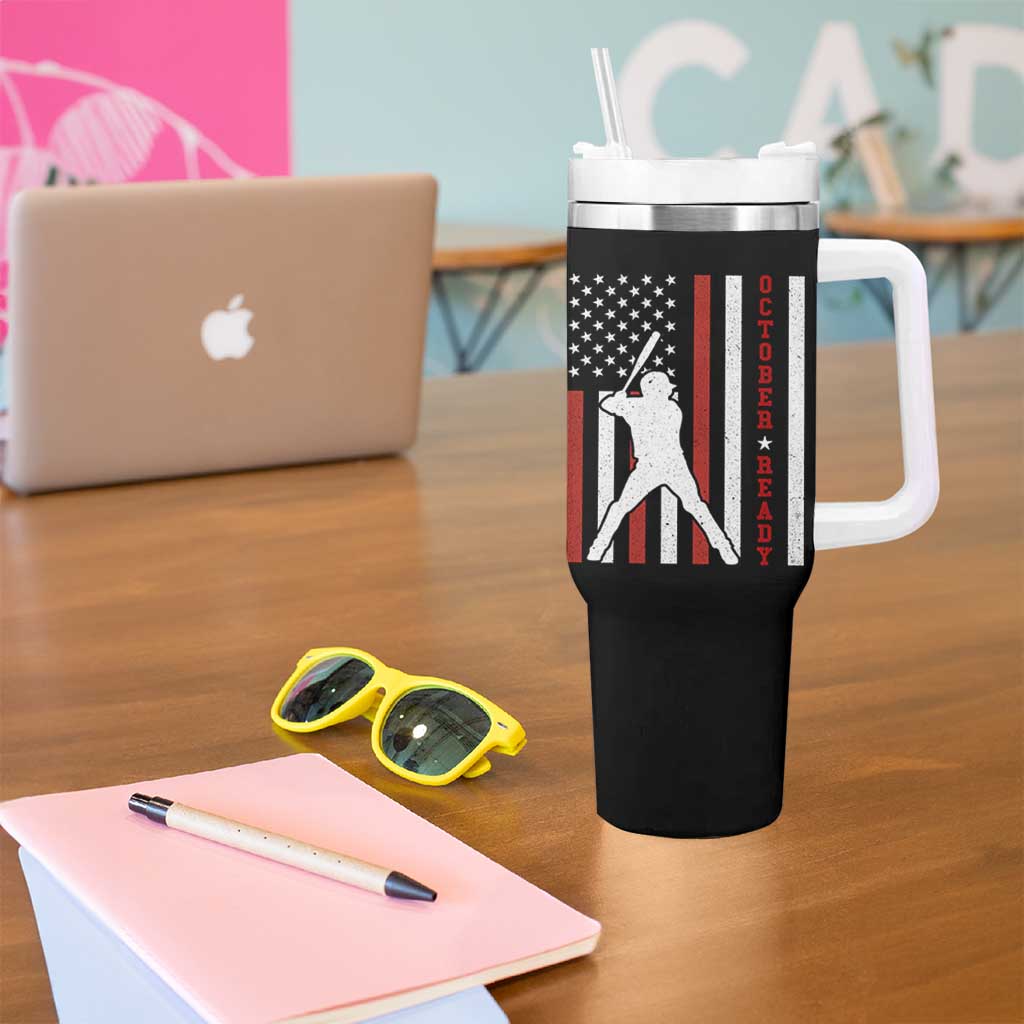 October Ready Tumbler With Handle Cool Distressed Philadelphia Baseball Fan US Flag - Wonder Print Shop