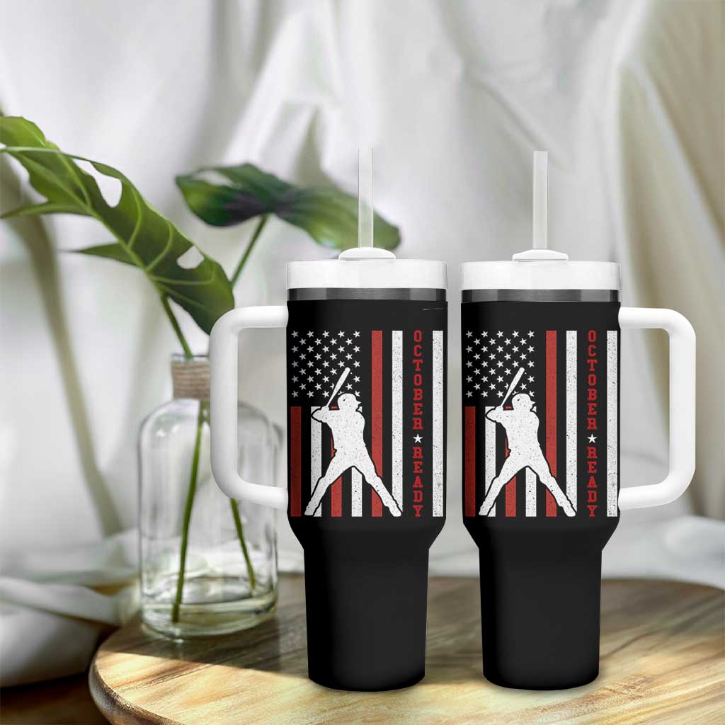 October Ready Tumbler With Handle Cool Distressed Philadelphia Baseball Fan US Flag - Wonder Print Shop