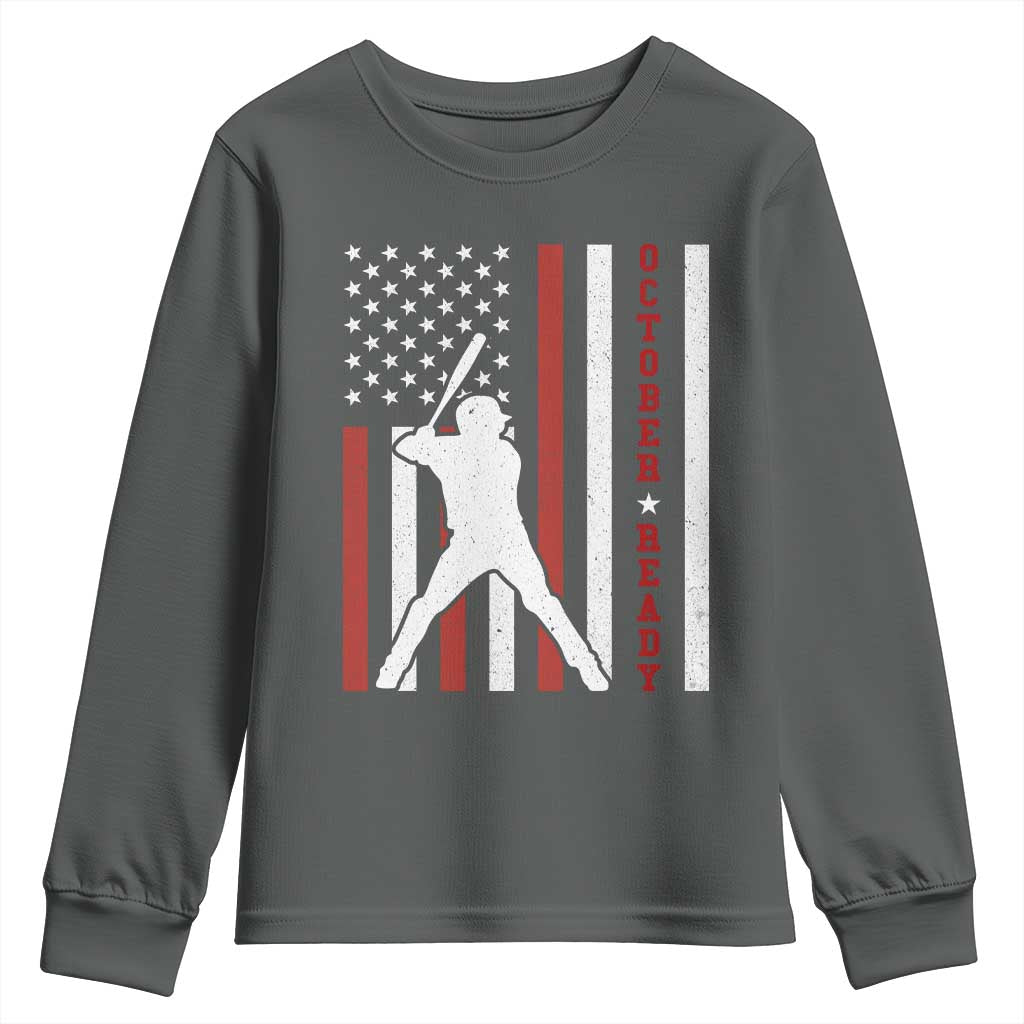 October Ready Youth Sweatshirt Cool Distressed Philadelphia Baseball Fan US Flag - Wonder Print Shop