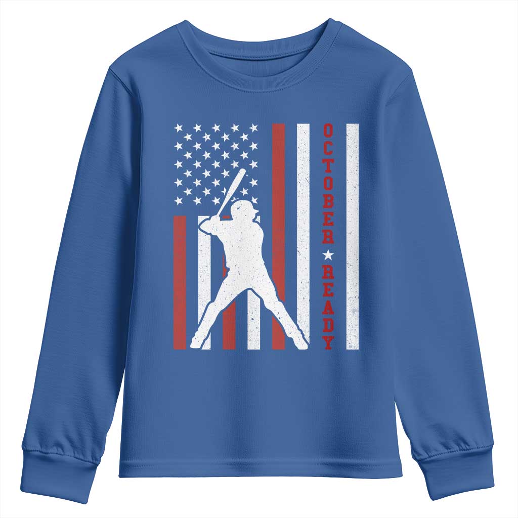 October Ready Youth Sweatshirt Cool Distressed Philadelphia Baseball Fan US Flag - Wonder Print Shop