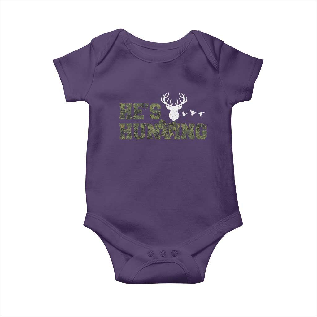 He Is Hunting Baby Onesie Camo Deer Hunters Girlfriend Wife Hunting Season - Wonder Print Shop